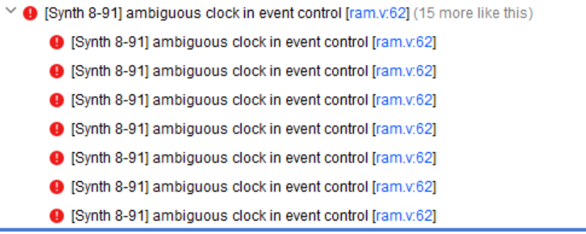 Vivado综合时出现[Synth 8-91] ambiguous clock in event control（2021-11-24 ）